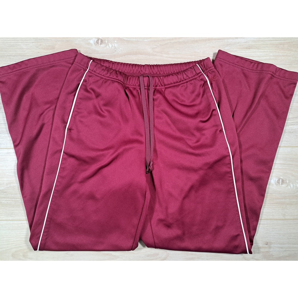 Athletech‎ Mens Track Pants Medium Burgundy Maroon White Piping Athletic